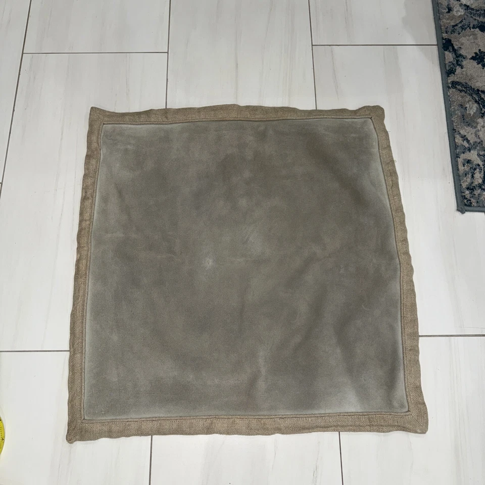WILLIAMS SONOMA Heavy Suede Leather/Linen 22x22 Pillow Cover - Image 1 of 4