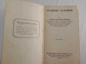 Plumbers' Handbook by Samuel Edward Dibble 1922 1st. Edition McGraw-Hill - Picture 1 of 6