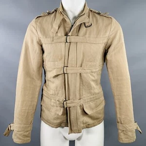 BOTTEGA VENETA Size 40 Khaki Linen Cotton Twill Buckles Zip Up Bondage Jacket - Picture 1 of 11