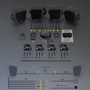 Waterproof Bluetooth UTV RZR Polaris Quad Stereo LED Speakers Audio Radio System - Picture 1 of 11