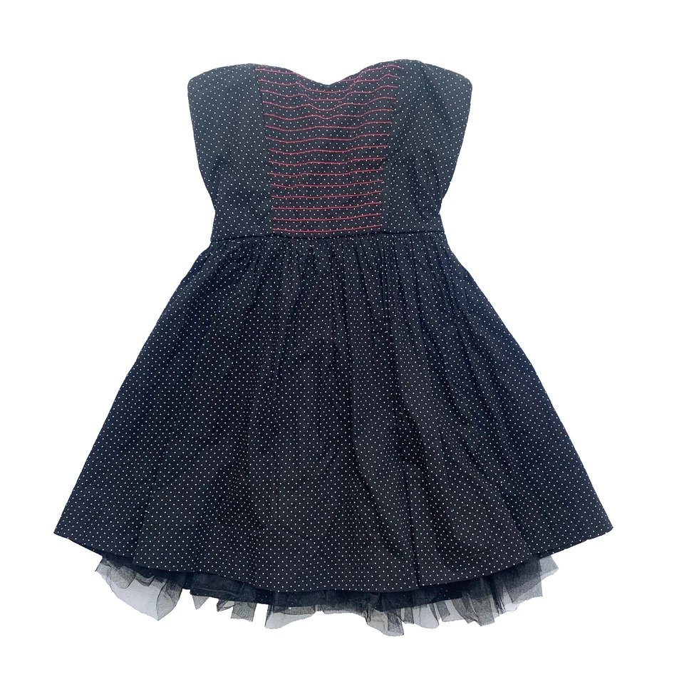 Mini Vestido Y2K Años 2000 Pinup Vampiro Gótico Negro Rojo Lunares Tul M Foto 1 de 4