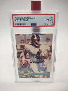 1991 Stadium Club Brett Favre Rookie RC #94 PSA 8 NM-MT HOF Falcons Packers - Picture 1 of 2