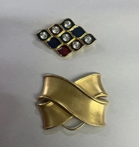 Vintage "Monet" Schalclip & Emaille Brosche - Bild 1 von 7