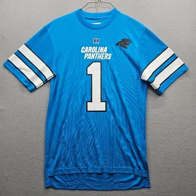 NFL Team Apparel Men's Medium Blue Carolina Panthers Football #1 T-Shirt - Image 1 of 4