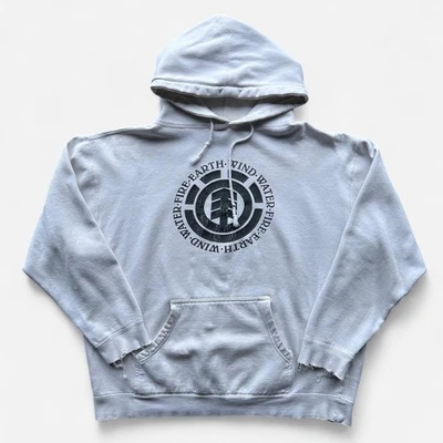 Sudadera con capucha con logotipo de monopatines Element vintage de la década de 2000 (etiquetada grande) (blanca) Foto 1 de 4