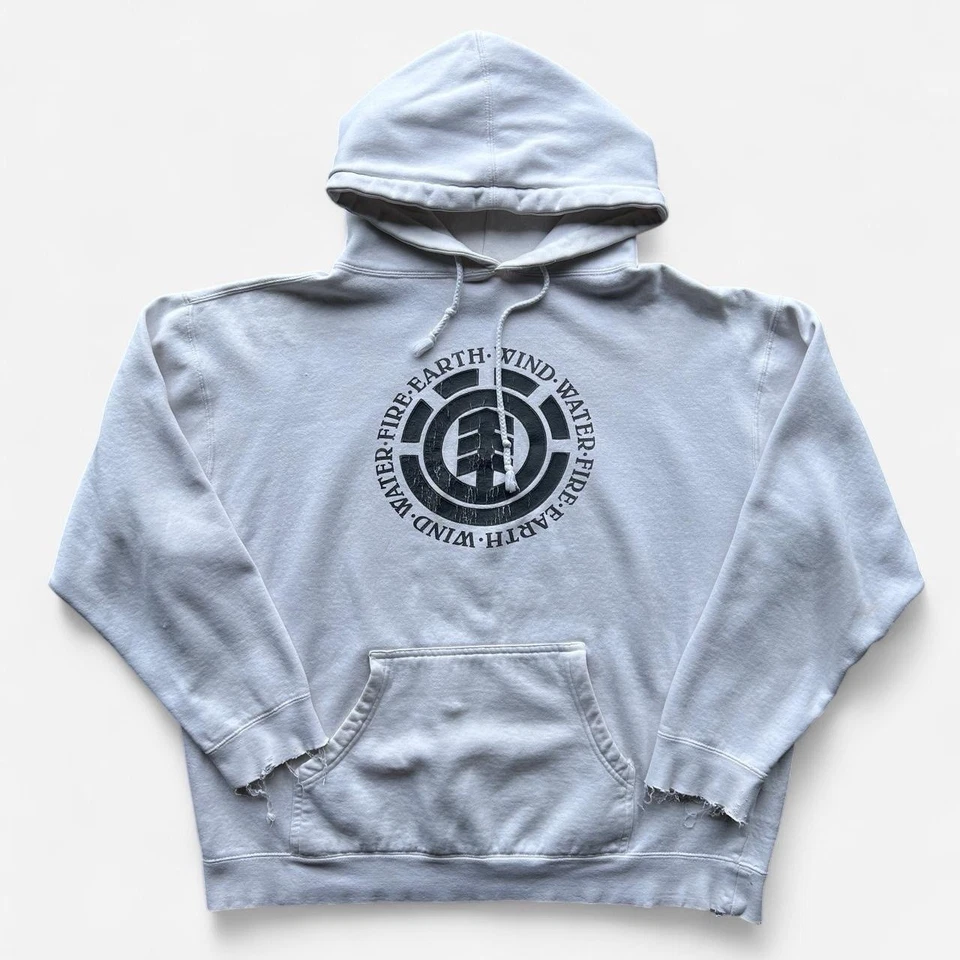 Sudadera con capucha con logotipo de monopatines Element vintage de la década de 2000 (etiquetada grande) (blanca) Foto 1 de 4