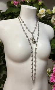 Collar pesado vintage de eslabones de corazón amuleto de plata tibetana china - Imagen 1 de 11