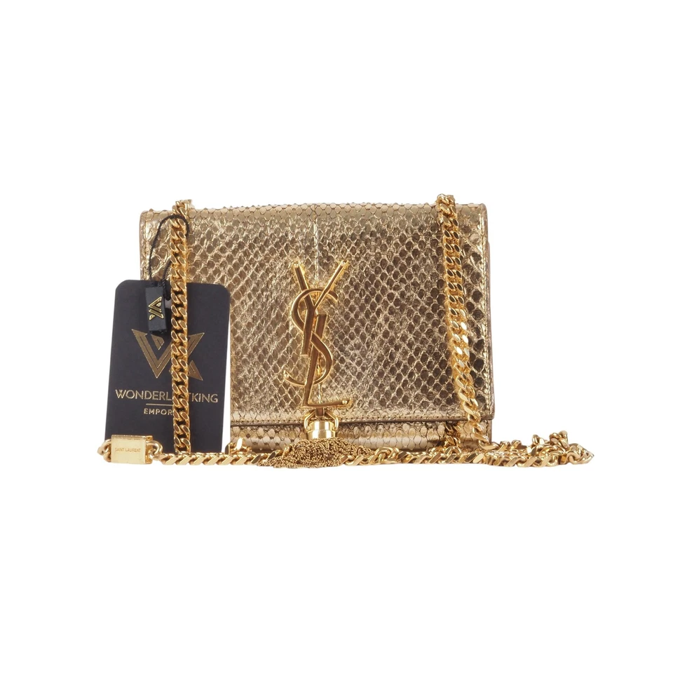 SAINT LAURENT Kate Python Embossed Gold Mini Abendtasche Luxus Designer OP:2000€ - Bild 1 von 1