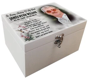 Caja de memoria de urna de madera, In loving memory Dad, caja de recuerdo blanca personalizada. - Imagen 1 de 14