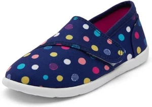 Girls Blue Dots Slip On Canvas Sneakers Shoes with Breathable Upper Size 13 - Picture 1 of 6