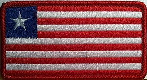 Parche de hierro bordado bandera de Liberia emblema militar patriótico frontera roja - Imagen 1 de 1