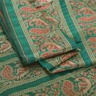 Sanskriti 1 jard sztuka jedwabna tkana banarasi / brokatowa zielona sukienka materiał tkanina