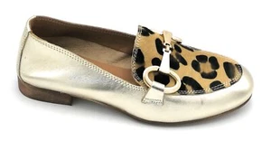 Once 517/01 mocassino laminato platino pelo cavallino leopard accessorio metal T - Imagen 1 de 4