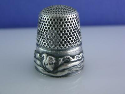 Rare Sterling Thimble Art Nouveau Woman With Flowing Hair & Arms Swimming Waves • 661.34$