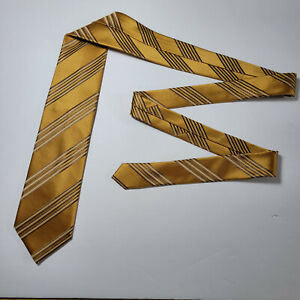 Ermenegildo Zegna Mens Gold Striped Necktie Handmade In Italy