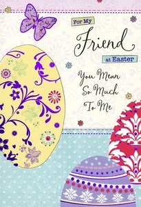 Heartfelt HAPPY EASTER Card FOR FRIEND, Floral Eggs Butterfly by Hallmark +✉ - Picture 1 of 5