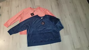 Ava & Viv Velvet Sweatshirt plus size 3X navy and coral/peach color, New - Picture 1 of 4
