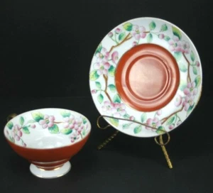 Juego de taza de té y platillo vintage Merit Bone China rosa flor de cerezo - Imagen 1 de 6