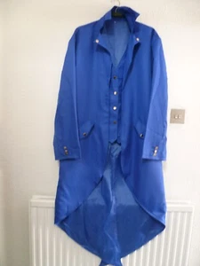 'Game of Thrones' Theme Mens Gothic Tailcoat. Blue Medieval Tailcoat Fancy Dress - Picture 1 of 11