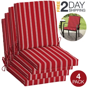 Outdoor Red Dining Chair Seat And Back Cushions Set of 4 For Patio Clearance New - Picture 1 of 9