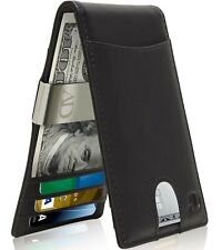 マネークリップ付き男性用スリムウォレットクリップ二つ折り財布RFIDカードホルダーメンズ財布