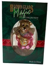 Blown Glass Magic Christmas Ornament Angel Bear Playing Instrument Original Box