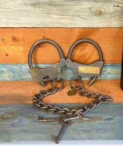 Lot of 5 Unit Alcatraz Prison Handcuffs Adjustable Iron Handcuffs with Chain