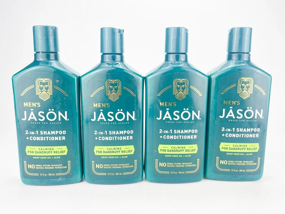 Jason 2 in 1 Shampoo Conditioner Aloe Hemp Seed Oil Dandruff Relief 12oz Lot of4 - Image 1 of 4
