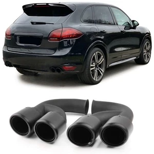 Terminali di scarico doppio tubo in acciaio inox nero opaco per Porsche Cayenne - Imagen 1 de 8