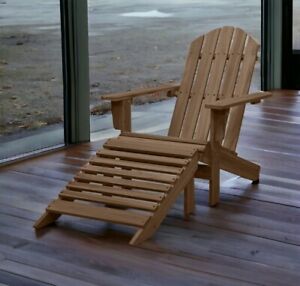 Adirondack Chair With Footrest Vintage Style Patio Wooden Armchair Furniture Set