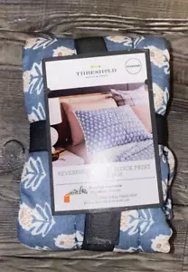 Threshold Blue Standard Woodblock Blue Floral Voile Pillow Sham NWT - Picture 1 of 3