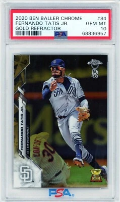FERNANDO TATIS JR 2020 TOPPS CHROME BEN BALLER GOLD REFRACTOR PSA 10 GEM #/50 - Image 1 of 2