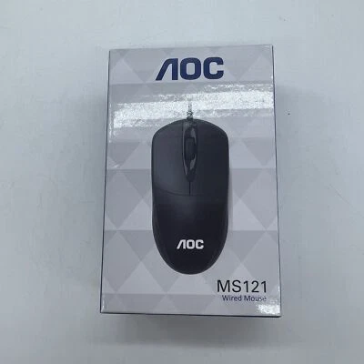 AOC MS121 WIRED USB OPTICAL MOUSE 1200DPI Ambidextrous USB Mouse- Black - Image 1 of 4