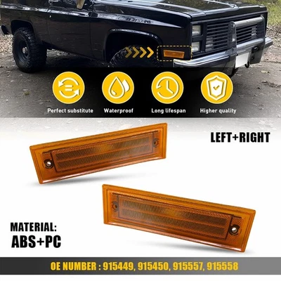 Amber Lens Side Marker Light Housings For GMC R1500 R2500 R3500 V1500 1981-1991 - Image 1 of 4