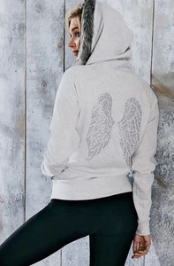 VICTORIA’S SECRET Supermodel Fashion Show Rhinestone Wings Faux Fur Zip Hoodie S - Picture 1 of 15