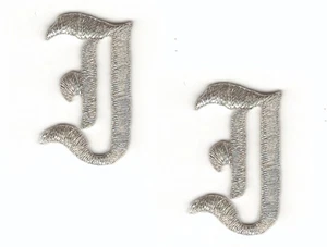 Silver Old English Letter I Patch Embroidered Cut out Iron on (1 1/8") Lot of 2 - Picture 1 of 2