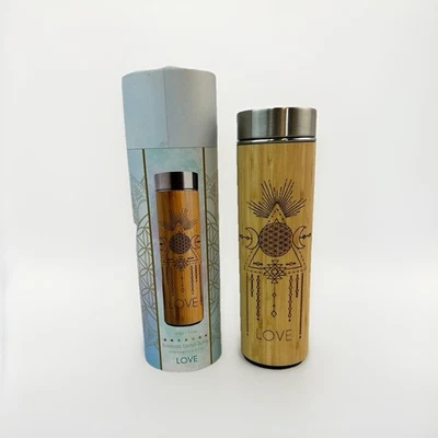NEW 'LOVE' Bamboo bottle eco friendly 16.9oz tea tumbler thermos infuser - Image 1 of 4