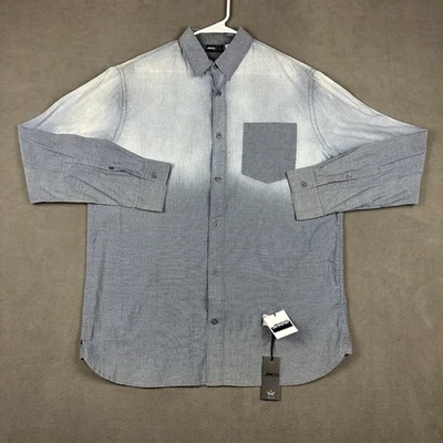 NWD JNCO Shirt Mens Large Blue Chambray Button Up Micro Polka Dot Skater Faded - Image 1 of 4