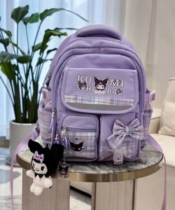 Kuromi Cartoon Backpack Student Schoolbag Girls' Large Capacity Lightweight 41cm - Picture 1 of 27