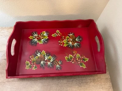 Tracy Porter Wooden Serving Red 18” X 12” Holidays Christmas - Image 1 of 4