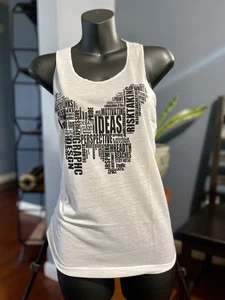 Damen Graphic Word Cloud Tank Top - Weiß 100% Baumwolle Ärmelloses T-Shirt - Bild 1 von 3