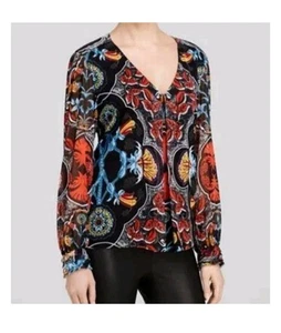 Alice + Olivia Diandra Floral Blouse Size S Paisley Vibrant Business Morrocan - Picture 1 of 4