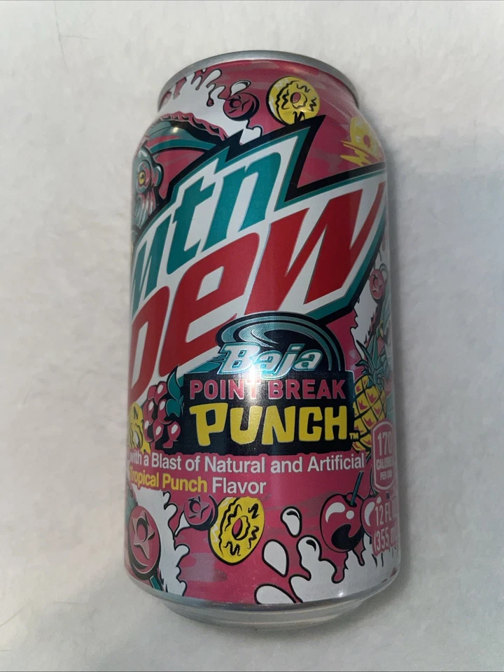 Limited Edition, Mountain Dew Baja Point Break Punch 12 Oz Can Unopened A+ Condi - Image 1 of 4