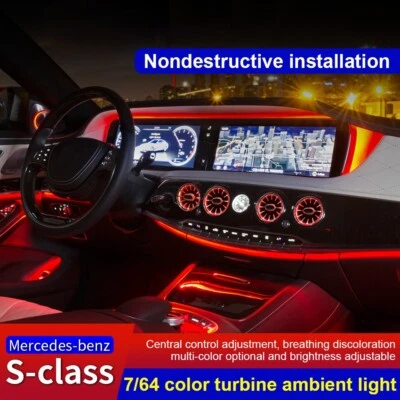 Luces ambientales LED AC 7 colores ventilación aire aire acondicionado para Mercedes Benz Clase S W222 2014-2017 Foto 1 de 4