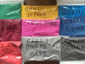 9 COLORS Transp CANDY powder coat paints set, 200g per color (4lbs/1.8kg total) - Picture 1 of 7