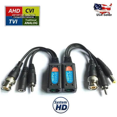 8MP AHD TVI CVI Analog Video Power Audio Balun RJ45 CAT5 Data Transmitter - Image 1 of 4