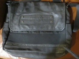 Buffalo David Bitton Unisex Laptop Bag Crossbody Black Leather trim 15x12 - Picture 1 of 6