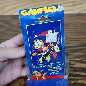 Vintage 1996 Garfield Odie Weihnachten Urlaub dekorative Flagge 29,5" x 41,5" Pfoten - Bild 1 von 6