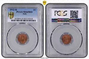 1912 R ITALY Bronze CENTESIMO PCGS MS-65 RD - Picture 1 of 5
