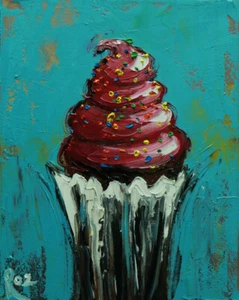 Cupcake #142 - 11x14" original oil painting by Roz - Picture 1 of 1